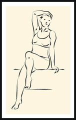 Life human sketch. Vector poster. Living room poster, wall decoration poster