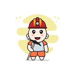 Cute kids character wearing miners costume.