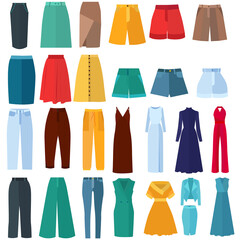 vector, isolated, set of clothes in flat style