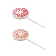 Lollipop sweet candy concept. Vector isometric illustration. Isolated on white background.