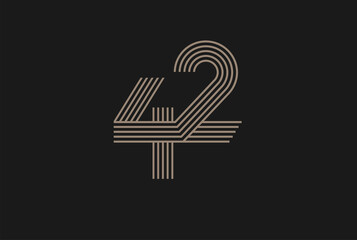 Number 42 Logo, Monogram Number 42 logo multi line style, usable for anniversary and business logos, flat design logo template, vector illustration - obrazy, fototapety, plakaty