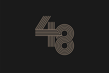 Number 48 Logo, Monogram Number 48 logo multi line style, usable for anniversary and business logos, flat design logo template, vector illustration - obrazy, fototapety, plakaty