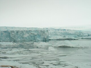 antarctica, mountain stone ice icebergs sea snow winter day