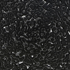 3d rendered shiny black and white liquid metal surface digitally generated pattern