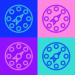 Pop art line Twister classic party game icon isolated on color background. Vector.