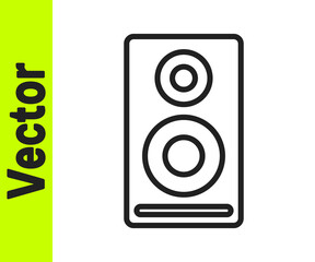 Black line Stereo speaker icon isolated on white background. Sound system speakers. Music icon. Musical column speaker bass equipment. Vector.