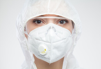 Headshot portrait of caucasian female UK lab tech scientist woman