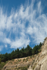Cliff and clouds in Cape Kidnappers Gannet Reserve. North Island. New Zealand.