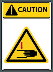 Be careful with your hands being squeezed by machines.,Caution sign