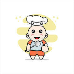 Cute kids character wearing chef costume.