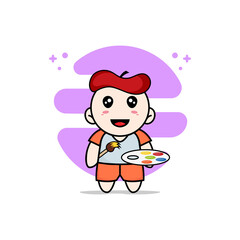 Cute kids character wearing painter costume