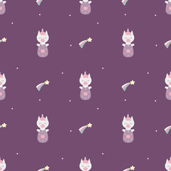 seamless pattern unicorn asterisk for baby textile without gradient