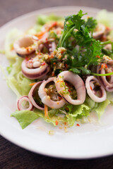 Squid steamed with lime,Thai food , hot and spicy