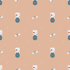 seamless pattern sleeping dog for baby textiles without gradient