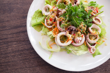 Squid steamed with lime,Thai food , hot and spicy