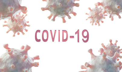 Background of viruses with word COVID-19, 3D render