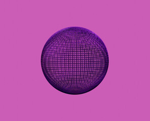 Abstract mesh Sphere on pink background, 3d render