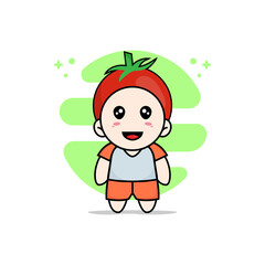 Obraz na płótnie Canvas Cute kids character wearing tomato costume.