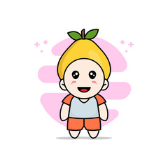Cute kids character wearing quince costume.