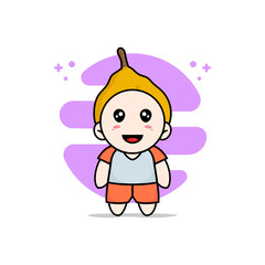 Cute kids character wearing ugli fruit costume.