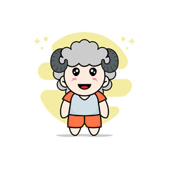 Cute kids character wearing sheep costume.