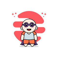 Cute kids character wearing superhero costume.