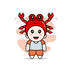 Fototapeta premium Cute kids character wearing crab costume.