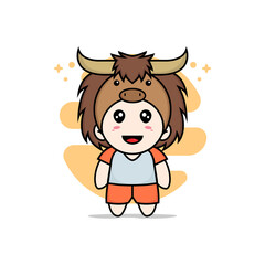 Cute kids character wearing bull costume.