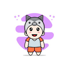 Cute kids character wearing fox costume.