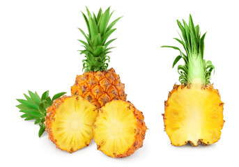 pineapple with half isolated on white background with full depth of field