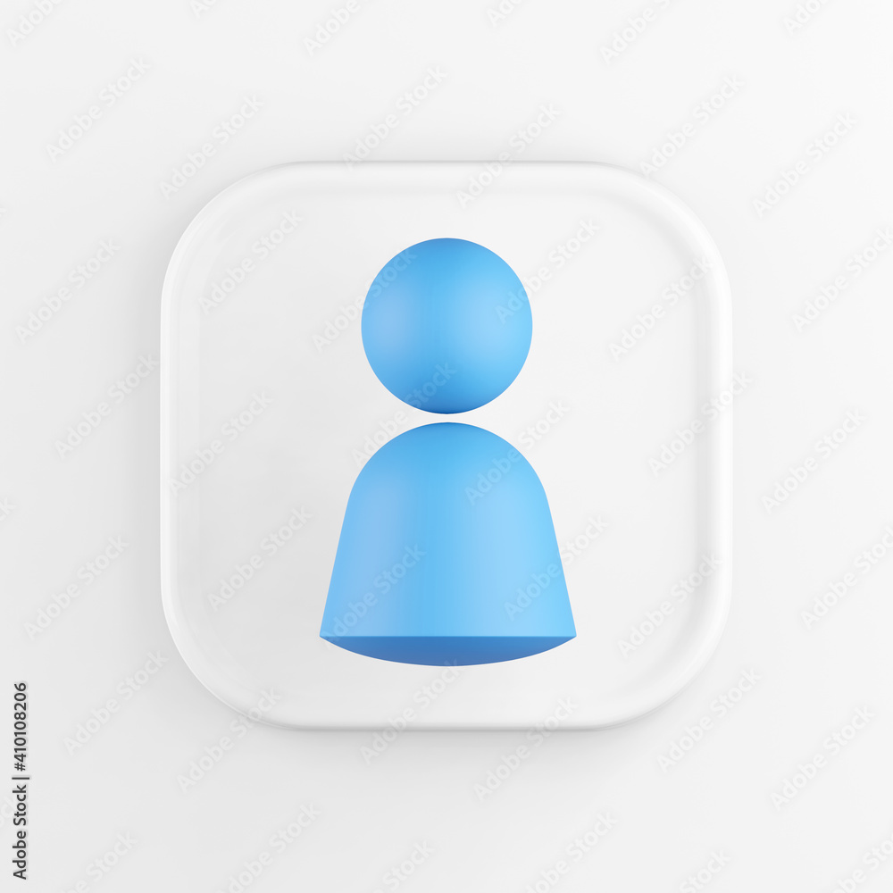 Aufkleber 3d rendering square white icon button person symbol isolated on white background.
