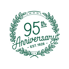 Fototapeta premium 95 years anniversary logo collection. 95th years anniversary celebration hand drawn logotype. Vector and illustration.