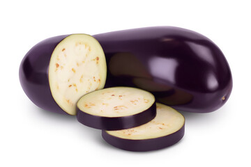 Eggplant or aubergine isolated on white background with clipping path and full depth of field