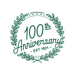 100 years anniversary logo collection. 100th years anniversary celebration hand drawn logotype. Vector and illustration.