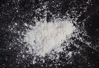 The powder is on a black background