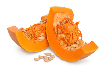 butternut squash piece isolated on white background with clipping path and full depth of field