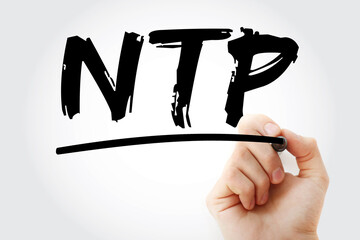 NTP - Network Time Protocol acronym with marker, technology concept background