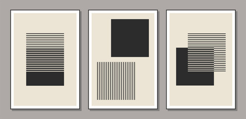 Fototapeta na wymiar Set of minimal 20s geometric design poster with primitive shapes