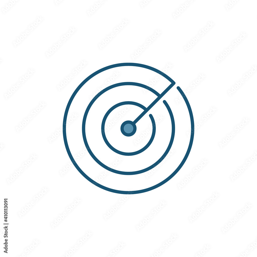 Poster radiolocation radar vector concept circular colored icon or logo element