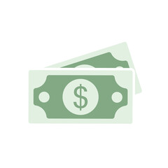 Dollar cash icon. Currency symbol. Green money in flat style. Vector illustration isolated on white background.