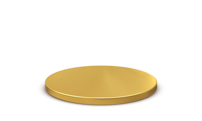 3d gold stage podium with shadow. Round winner pedestal. Empty platform. Vector illiustration