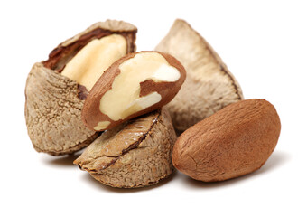 Brazil nuts on white background