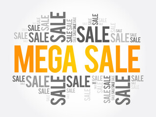 MEGA SALE word cloud collage, business concept background