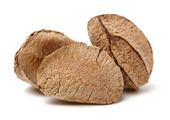 Brazil nuts on white background