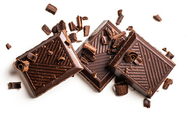 Curls and pieces of tasty chocolate