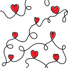 Romantic doodle heart seamless pattern wrapping paper