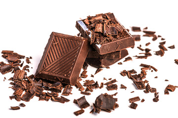Curls and pieces of tasty chocolate