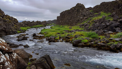 Travel to Iceland. Beautiful Icelandic landscape. Thingvellir Iceland Nature Reserve​