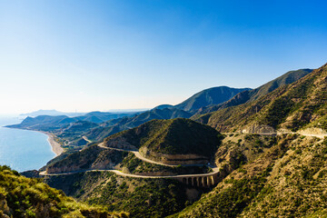 Road and viaduct from Granatilla viewpoint, Spain