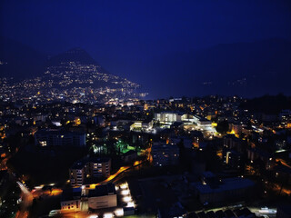 Anight over Lugano city